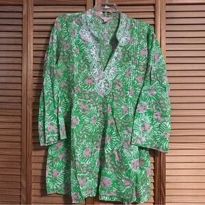 Lilly Pulitzer Pink and Green Patterned Top EUC